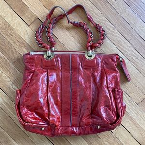 Vintage Chloe Heloise Red Leather Satchel Bag